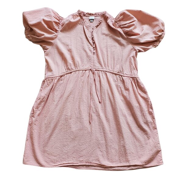 PEACH BALLOON SLEEVE DRESS WITH DRAWSTING WAIST XXL - Picture 2 of 7